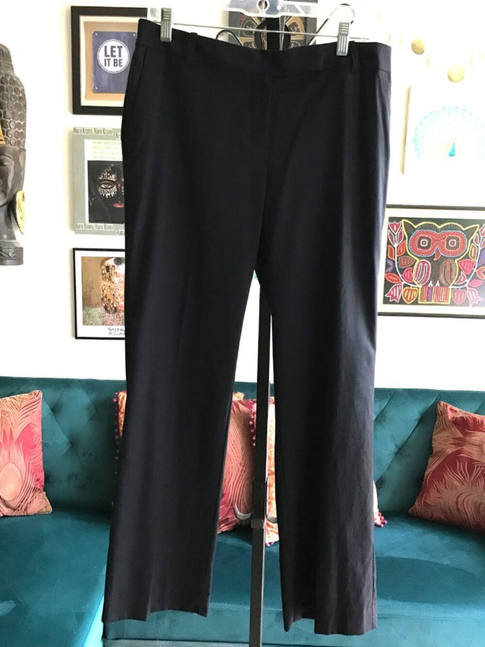 Ann Taylor LOFT size 10 Petite Black Shadow Pinstripe Marisa Dress Pants